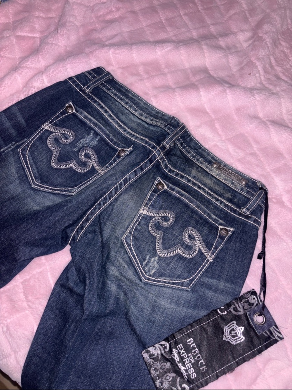 American Eagle Outfitters Dark Indigo Bootcut Jeans with White Stitching